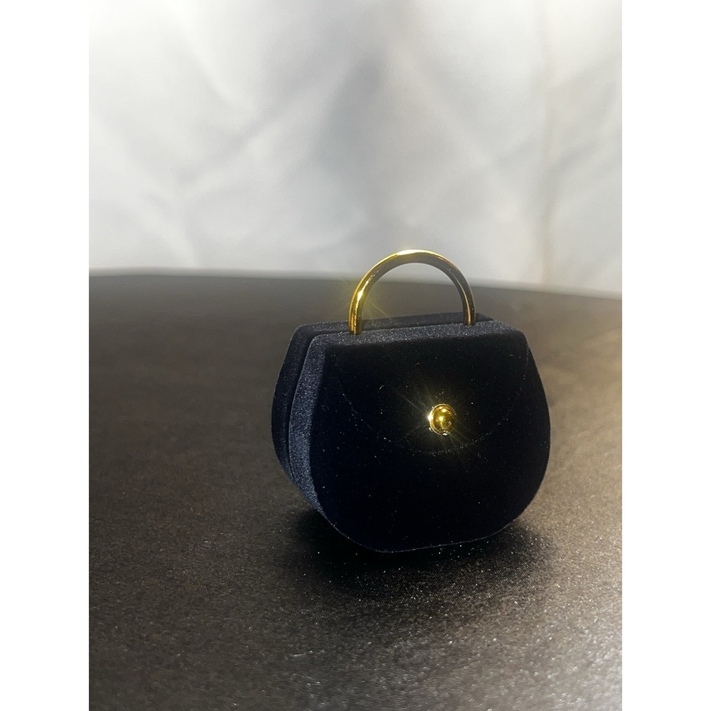 Vintage Black Velvet Mini Purse Ring Box - Picture 4 of 9
